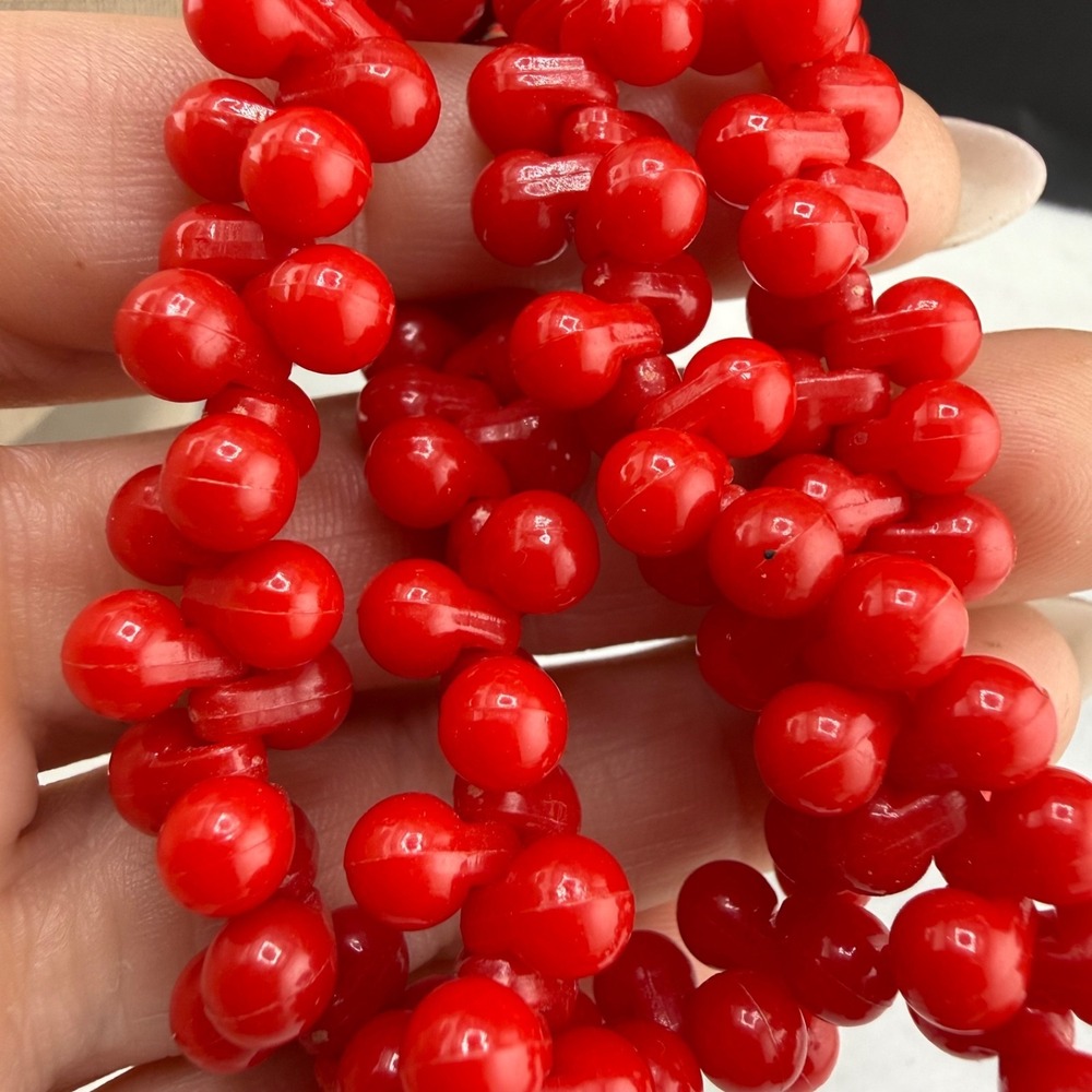 Vintage‎ Beaded Necklace Red Summer Acrylic Patriotic 17"